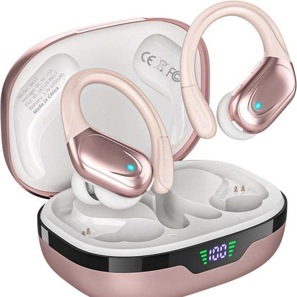 Auriculares Deportivos Inalámbricos AARONMEI Bluetooth 5.3 Oro Rosa