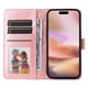 thumbnail image 2 of Funda tipo cartera FOXDOCK para iPhone 16 Plus , diseño girasol en relieve, cuero PU, cierre magnético, soporte y tarjetero, 2 of 5