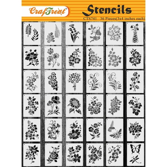 Plantillas Florales 36 Piezas Reutilizables 7 5 X 10 Cm