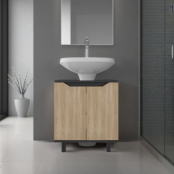 Mueble Para Lavamanos Marlo 2 Puertas Wengue Y Fresno