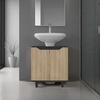 Tuhome - Mueble Para Lavamanos Marlo 2 Puertas Wengue Y Fresno