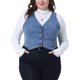 thumbnail image 1 of Chaleco de mezclilla sin mangas con cuello en V y botones para mujer de talla grande Agnes Orinda, para escuela o universidad, chaqueta casual de jean, 2X azul claro, 1 of 6