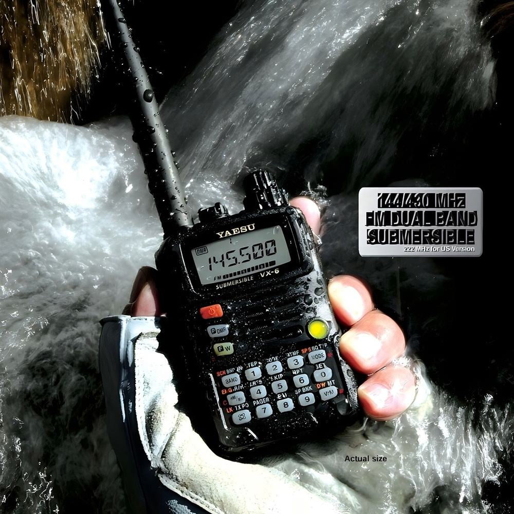 Yaesu Vx-6r - Radio Portátil Dual Banda 144/430mhz De 5w Con Ipx7 Y Recepción De Banda Ancha 0.5-999mhz
