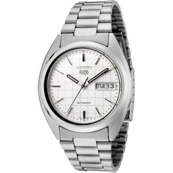 Reloj Seiko Series 5 SNXF05 para Hombre, Automático, Esfera Blanca con Rejilla
