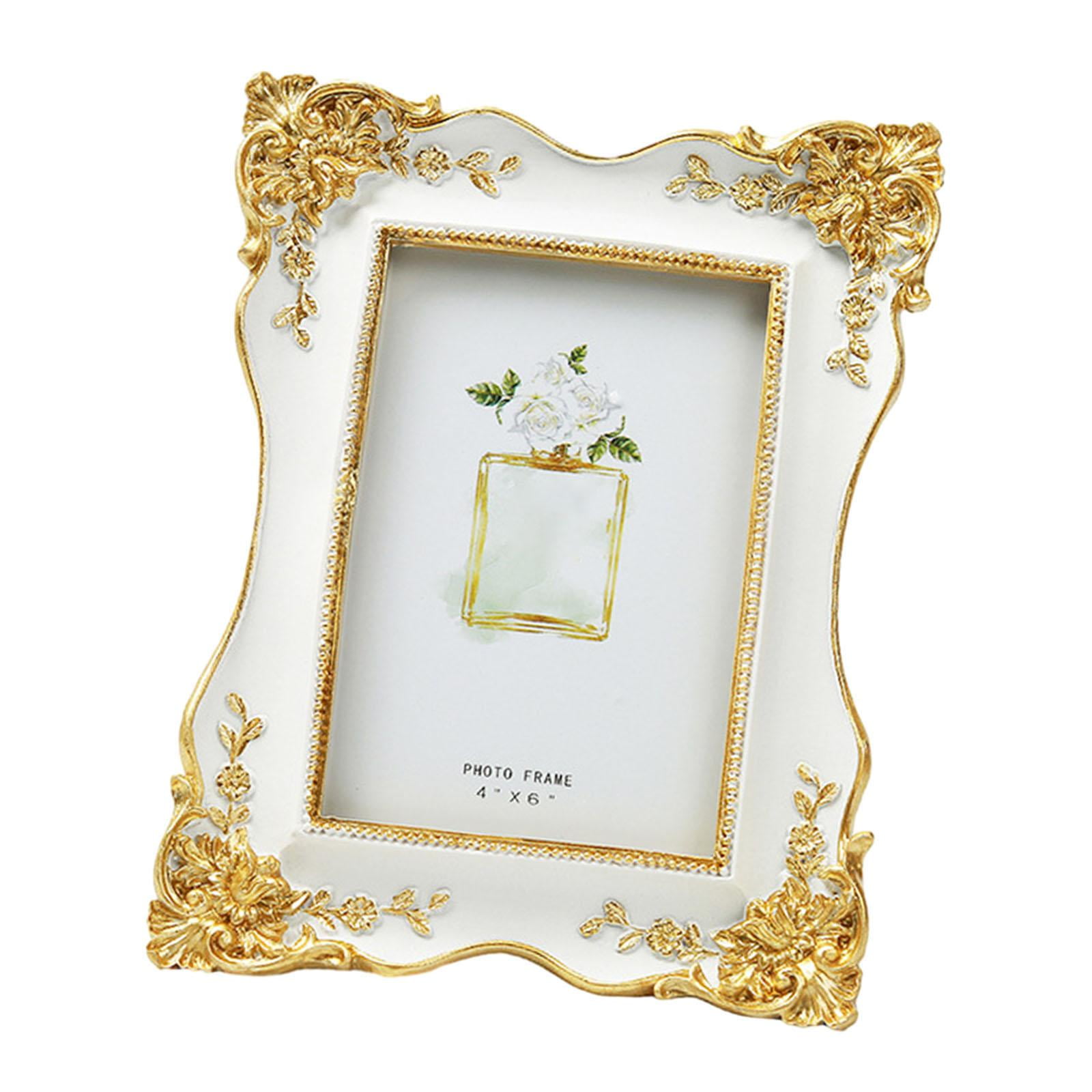 Magideal - Marco De Fotos De Estilo Europeo, Elegante Soporte Para Fotos, Práctico Marco De Fotos Vintage Para El Hogar, Adornos De Mesa Para Galería De Bodas , Blanco