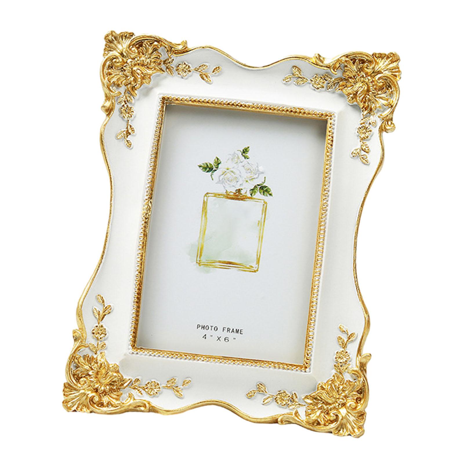 Magideal - Marco De Fotos De Estilo Europeo, Elegante Soporte Para Fotos, Práctico Marco De Fotos Vintage Para El Hogar, Adornos De Mesa Para Galería De Bodas , Blanco