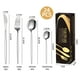 thumbnail image 4 of Juego de cubiertos dorados de 24 piezas, para 6 personas, de acero inoxidable, incluye cucharas, tenedores y cuchillos, ideal para cocina, hogar, oficina, restaurante, hotel., 4 of 5