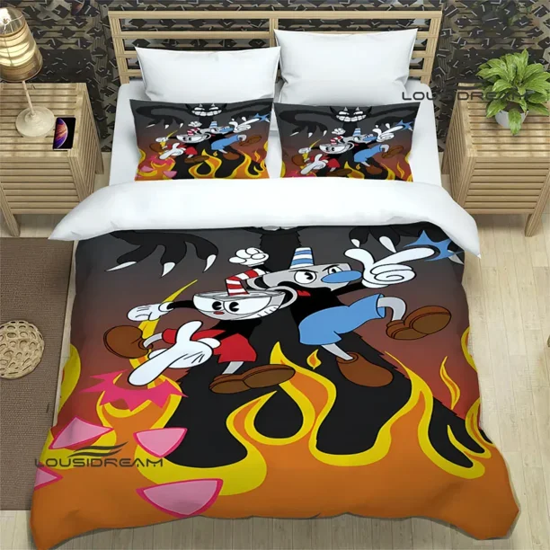Cuphead cartoon printed Bedding Sets exquisite bed supplies set duvet cover bed comforter set bedding set luxury birthday gift Bed Sheets