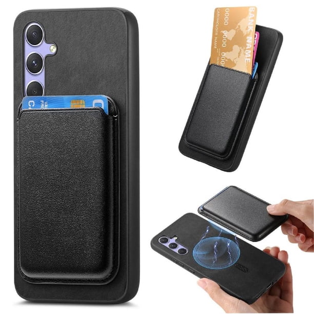 Funda de Cuero Magnética con Tarjetero para Samsung Galaxy A54 Cubierta Delgada Negro
