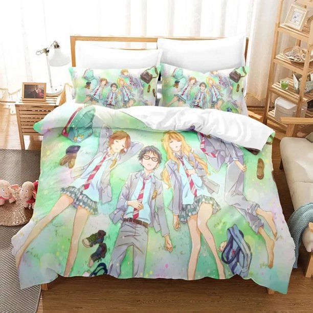 New Anime Your Lie in April Bedding Set Boys Girls Twin Size Duvet Cover Pillowcase Bed Kids Adult Fashion Home Textiles Bed Sheets