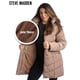thumbnail image 5 of Chaqueta Steve Madden, larga, acolchada, con forma de cheurón, color canela, talla XL, para mujer, 5 of 7