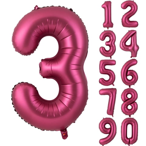 Globos De Aluminio Yeodong Número 3, Color Rojo Vino, 1 M, Para Decoración De Fiestas