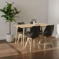 Pandalino - Comedor Mesa Rectangular Alamo 130X80 + 4 Sillas Tulip Negro