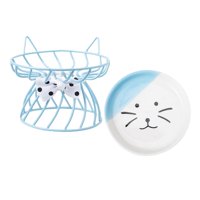 Magideal - Tazón De Comida Para Gatos Con Soporte De Hierro, Sin Derrames De Alimentación Para Mascotas Comida Para Mascotas Alimentador De Agua , Azul B Azul