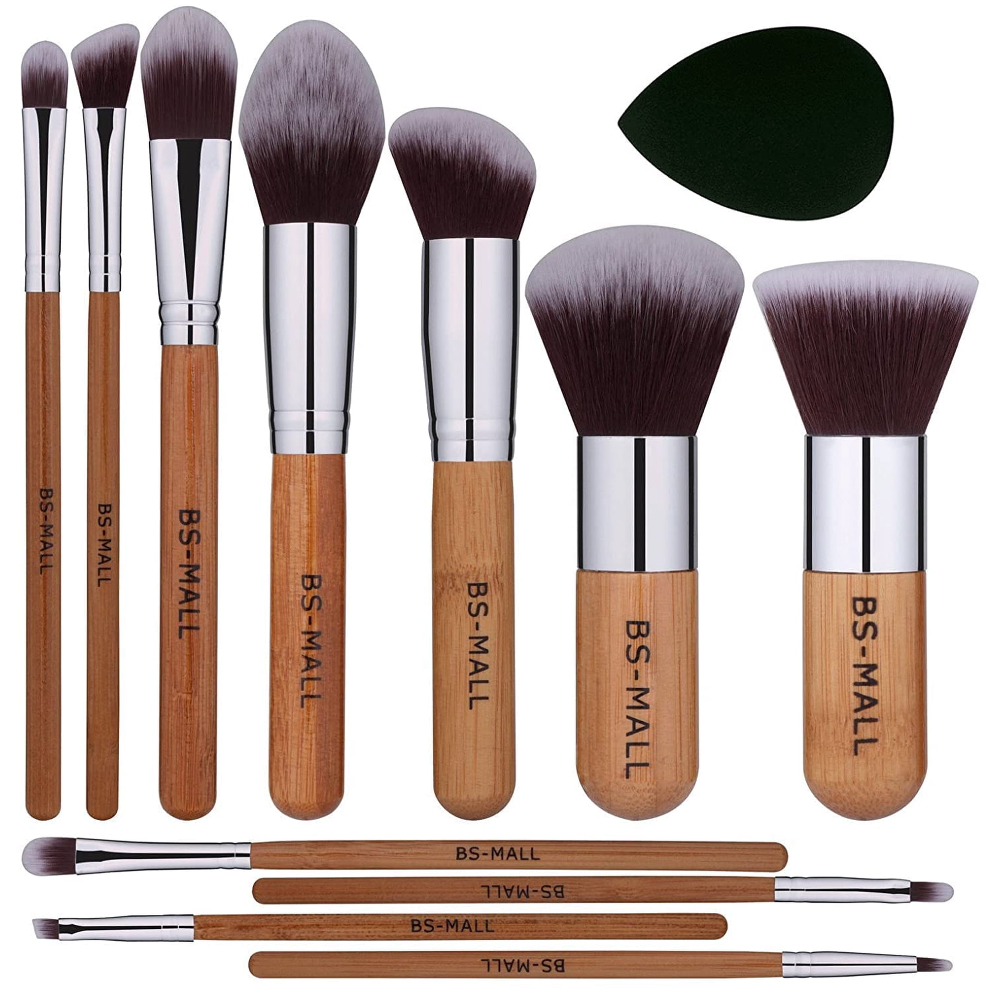 Set De Brochas De Maquillaje Bs-mall 11 Piezas Bamboo Synthetic Kabuki