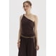 thumbnail image 2 of Polera Mujer Asimétrico Nudo Con Hombro Café Oscuro, 2 of 4