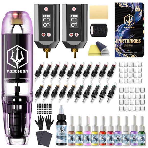 Kit de Tatuaje Vidattx POSEIDON Pen 2x1400mAh Power 11 Tintas