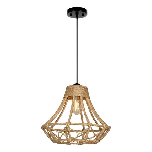 Lámpara Colgante Techo Retro Rústico Tejida Natural Jhn