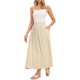 thumbnail image 2 of INSPIRE CHIC Falda de Lino para Mujer Verano Casual Cintura Alta Elástica A-Line Faldas Midi XS Albaricoque, 2 of 6