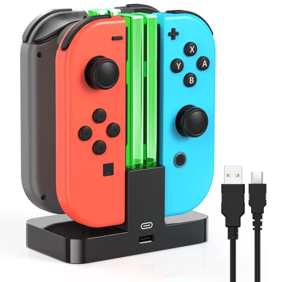 Dock de carga para controladores Joy-Con de Nintendo Switch, estación de carga con cable de carga USB tipo C