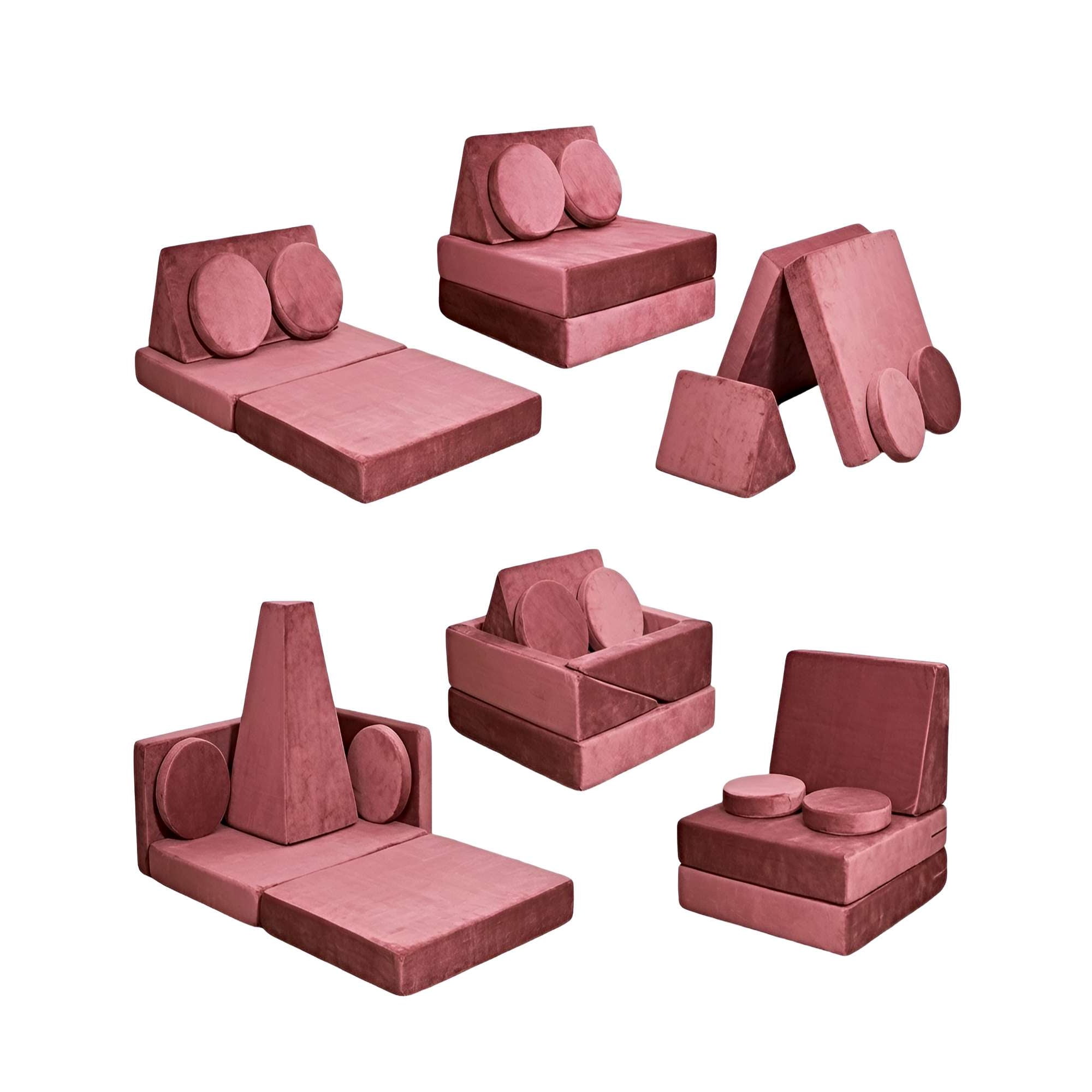 Genérico - Sofá Infantil Modular (sofá Cama) 5 Piezas Rosa