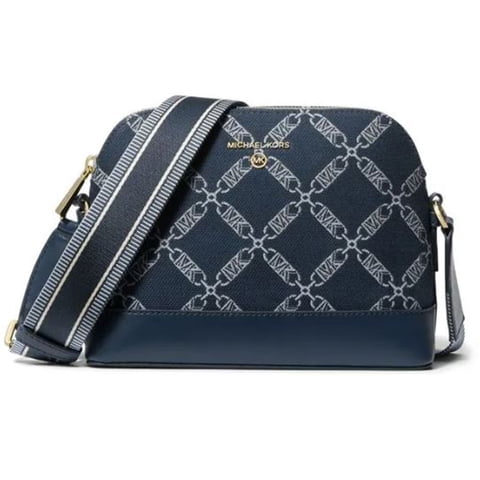 Cartera Michael Kors Womens Jet Set Charm Large Dome Crossbody With Web Strap Navy Multi