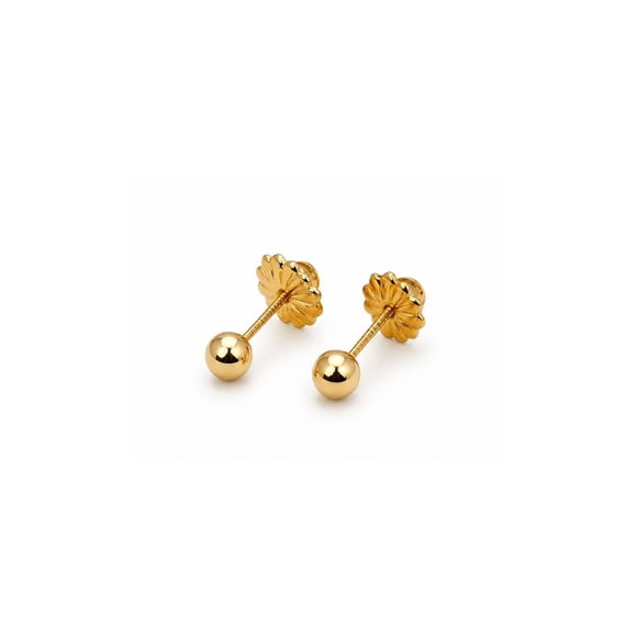 Aros Bolita 4mm N2 Oro 18k 0.55gr Bebé Niña Hipoalergénicos Dorado