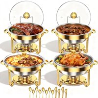 Juego De Platos Irritantes Effiq-Rate Gold Round De 5 Litros Para Buffet X4