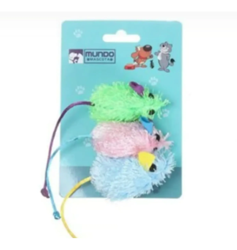 Genérico - Juguete Ratones De Colores Peludos Para Gatos X3