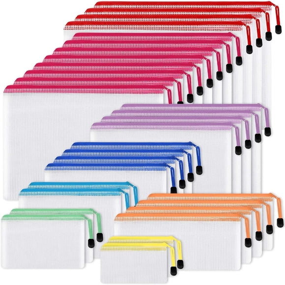 Bolsas de malla con cierre EOOUT, 30 unidades, 8 tamaños, 8 colores, impermeables