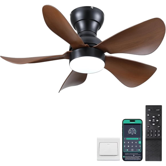 Ventilador de techo Kviflon 8010Wood de 30 pulgadas con LED y control por app