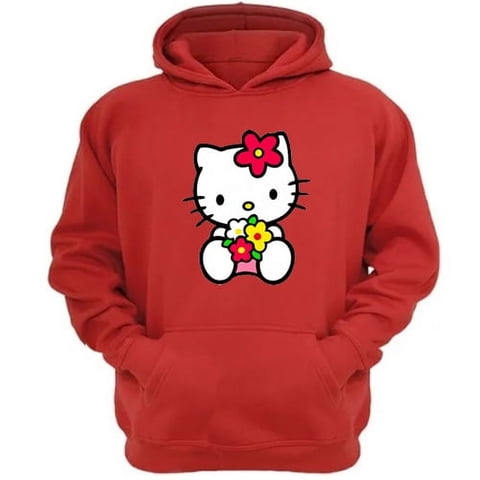 Genérico - Poleron Canguro Gatita Kitty Rojo Talla Xl Unisex