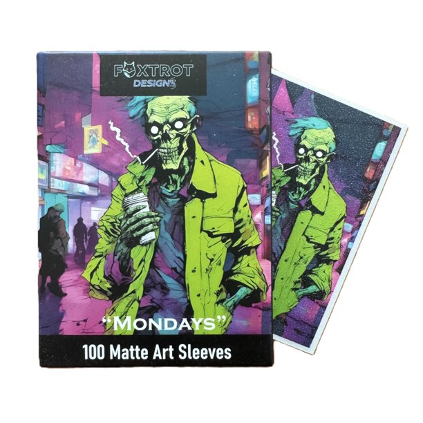Foxtrot Designs Fundas de Arte para Cartas TCG - Pack de 100 Protectores de Cartas con Reverso Mate Texturizado - Compatibles con Magic: The Gathering y Otros TCG y LCG (Mondays)