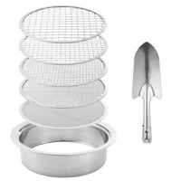 Magideal - Juego De Tamices De Suelo Con Mallas Intercambiables, Juego De Tamices De Malla De Filtración, Tamices De Suelo, Cepas Para Tierra Vegetal, Rocas Y Ar Pala Plateada De 5 Mallas