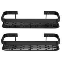 Organizador De Baño Belug Generac Aluminio Negro 2 Estantes Instalación Adhesiva