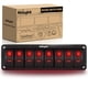 thumbnail image 1 of Panel de interruptores basculantes Nilight de 8 posiciones 12V/24V de aluminio, 1 of 8