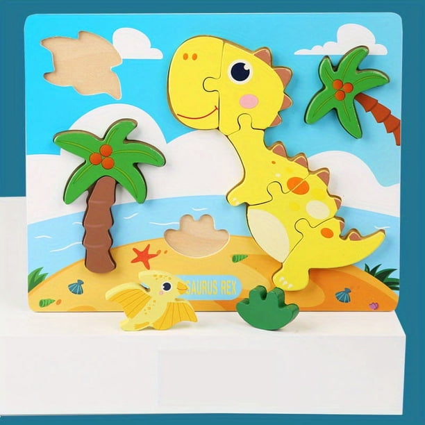 Children's Building Blocks, Wooden Three-dimensional 3D Cartoon Buckle Puzzle, Scene Puzzle Board, Children's Educational Early Education Toys, Wooden