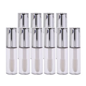 Ioensy - 10 Botellas De Brillo De Labios, Tubos De Aceite De Labios Transparentes Rellenables Para Mujeres Y Niñas, Color Plateado
