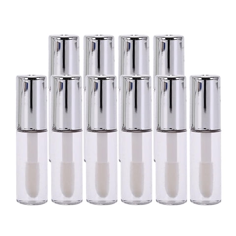 Ioensy - 10 Botellas De Brillo De Labios, Tubos De Aceite De Labios Transparentes Rellenables Para Mujeres Y Niñas, Color Plateado