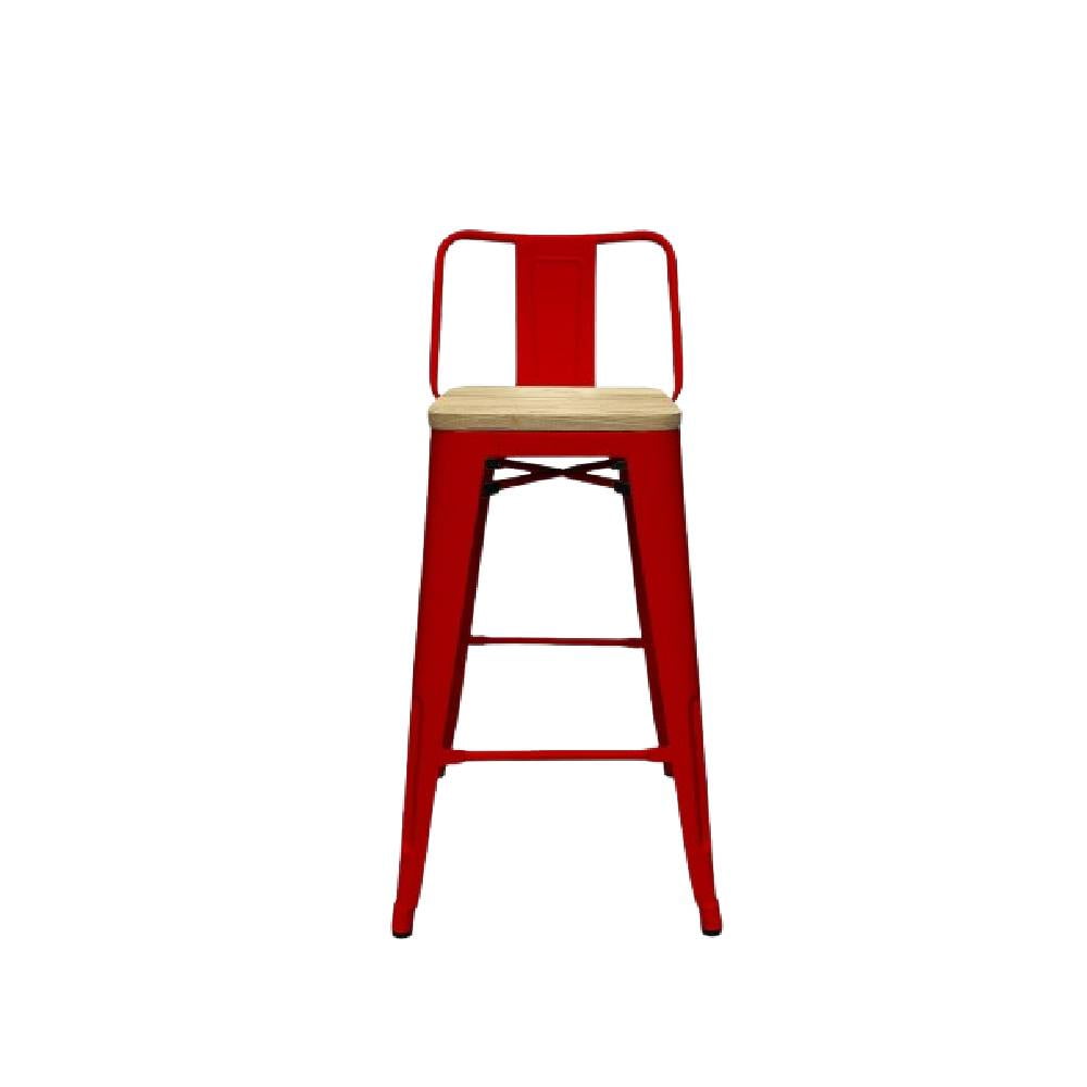 Moad - Taburete Tolix Rojo Wood 66cm