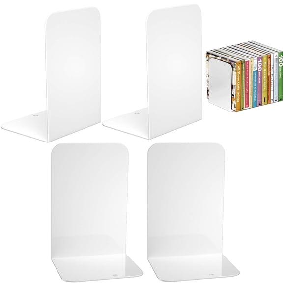 Porta libros VFINE de metal blanco 20 cm, juego de 2 pares