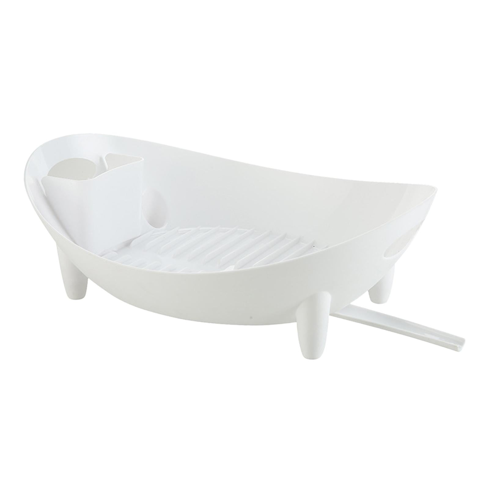 Magideal - Estante De Secado De Platos Verduras Y Frutas Soporte De Drenaje Durable Multipropósito Para Fregadero De Cocina Platos De Mostrador Tazón Vasos Cesta Blanco