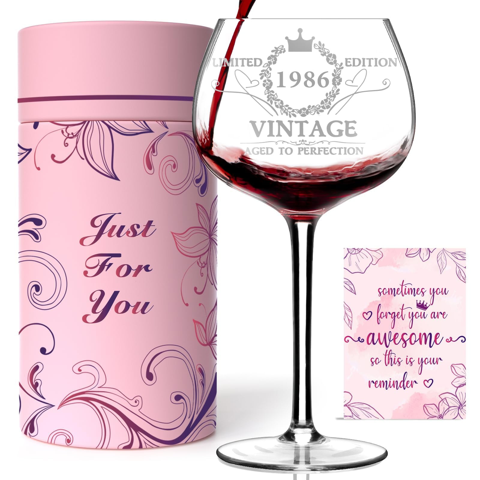 Copa De Vino Gumry Vintage 1986, Regalo De 40 Cumpleaños Para Mujer