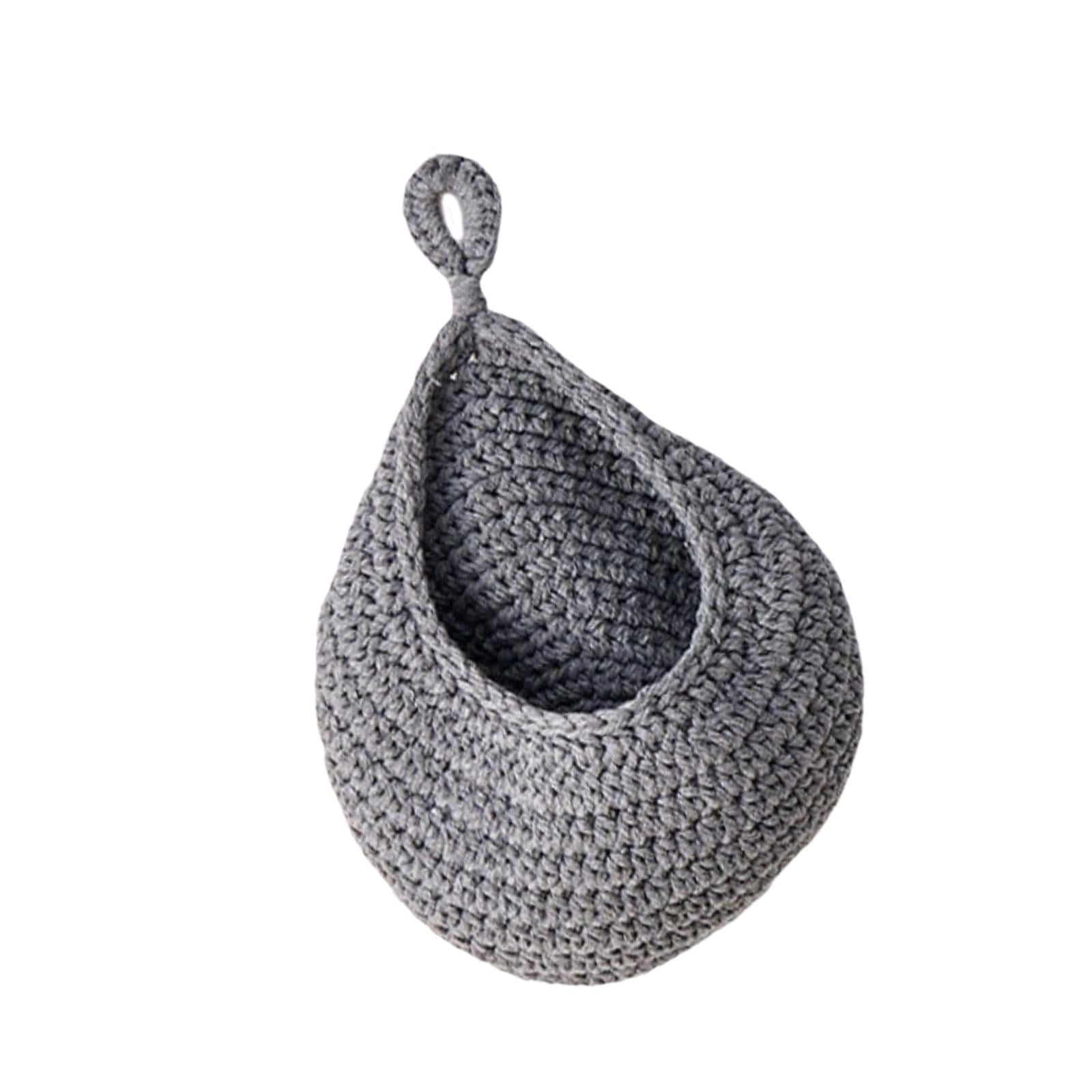 Bothyi - Cesta Colgante De Pared Con Forma De Gota, Tejida A Mano, Para Cocina, Barra, Verduras, 28 X 35 Cm, Color Gris
