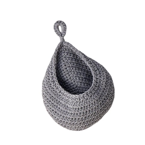 Bothyi - Cesta Colgante De Pared Con Forma De Gota, Tejida A Mano, Para Cocina, Barra, Verduras, 28 X 35 Cm, Color Gris