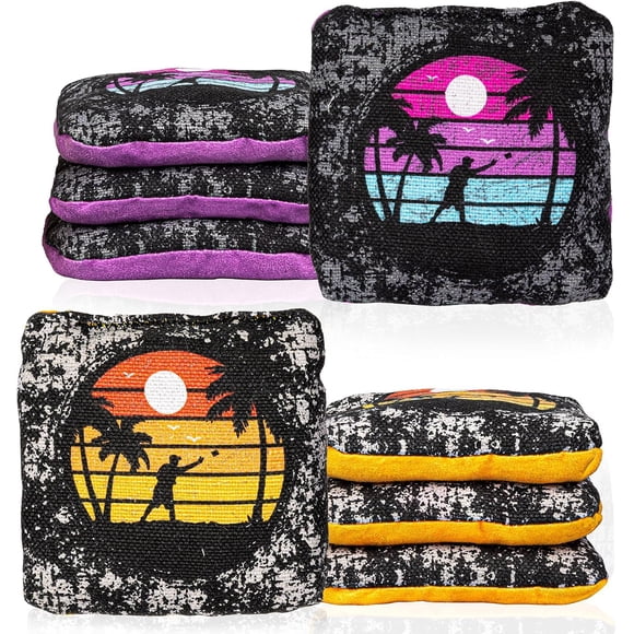 Juego de 8 bolsas de Cornhole Play Platoon – Diseño atardecer