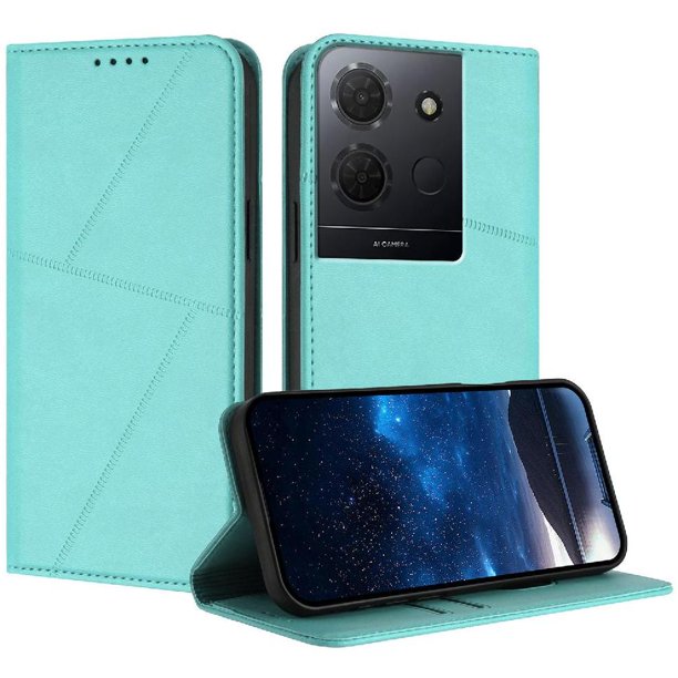 Funda Cartera Magnética para TCL 503 Protección Antichoque con Ranuras Verde