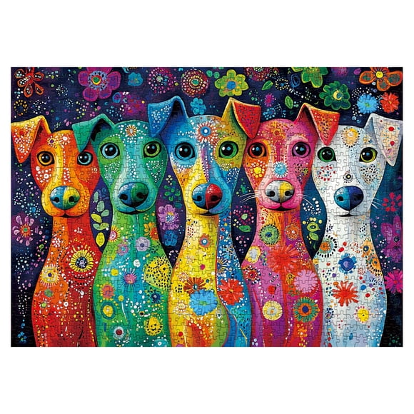 Rompecabezas Larkipuzz con pintura colorida de perros, 1000 piezas