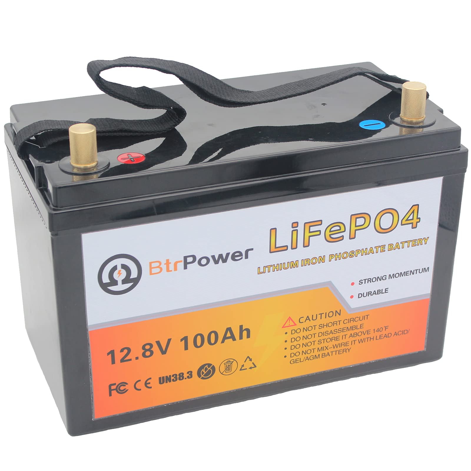 Batería De Litio Btrpower 12v 100ah Lifepo4 Deep Cycle Con Bms