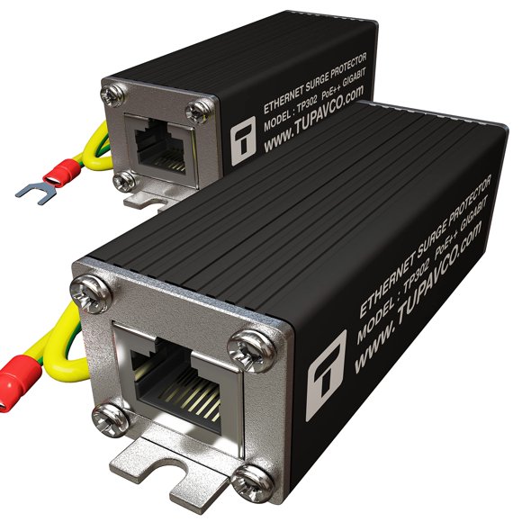 Protector de Sobretensión Ethernet Tupavco TP302 Paquete de 2 Gigabit PoE++